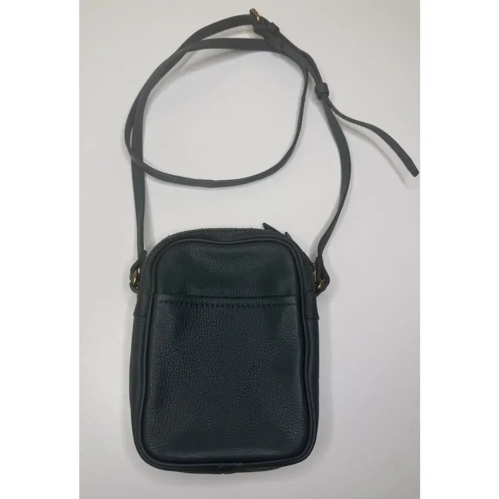 American Leather Co. Cleveland Mini Crossbody Dark Teal Pebbled Leather Zip Bag